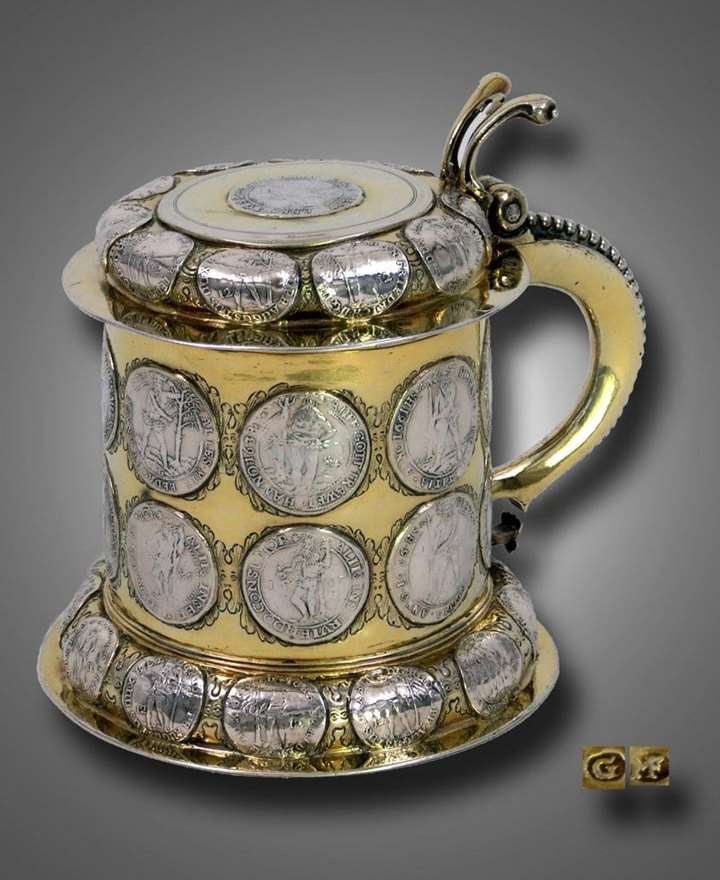 A Fine German Parcel Gilt Coin Tankard, Coins of the House Brunswick-Lüneburg